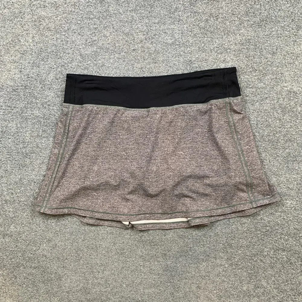 Lululemon Skort Womens 8 Grey Black Pace Rival A Line Running Tennis Pull On